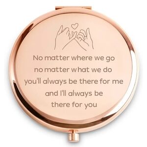 Rose Gold Friendship Compact Mirror Gift For BFF Best Friend Sister Mom